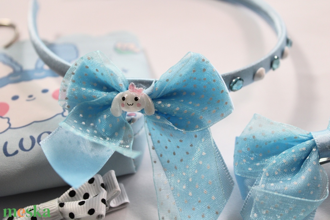 Kék kislány hajbavaló ajándékszett - ruha & divat - hajdísz & hajcsat - hajráf & hajpánt - Meska.hu