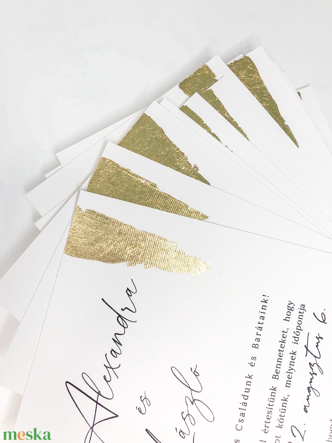 Minimal, arany füstfóliázott esküvői meghívó pausz papír borítóval, borítékkal, viaszpecséttel - esküvő - meghívó & kártya - meghívó - Meska.hu