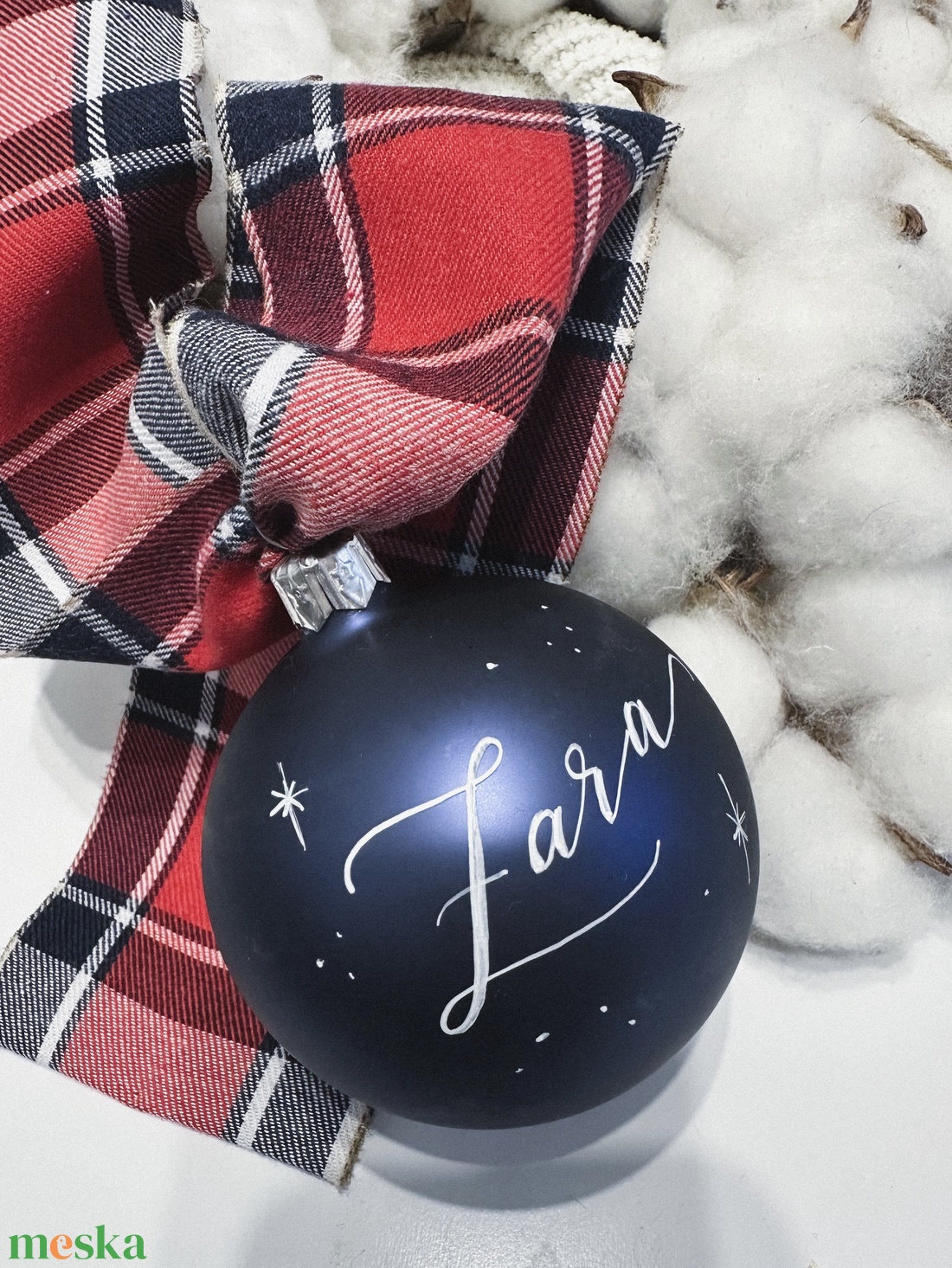 Kézzel írt karácsonyi matt éjkék üveggömb - Feliratos - Egyedi - Névre szóló - karácsony - karácsonyi lakásdekoráció - karácsonyfadíszek - Meska.hu