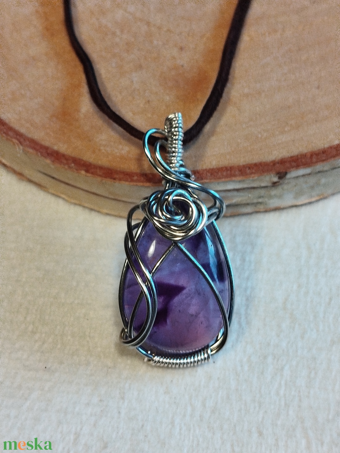 Ametiszt med�l - ékszer - nyaklánc - medál - Meska.hu
