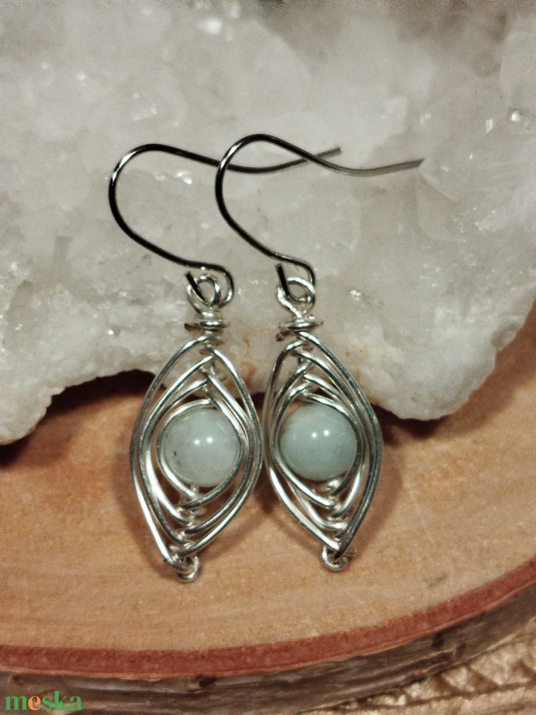 Akvamarin fülbevaló - ékszer - fülbevaló - fülékszer - Meska.hu