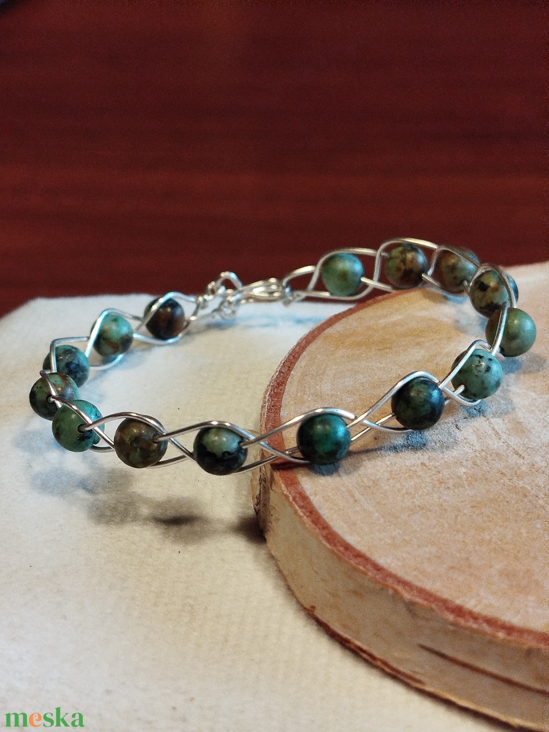 Réz karkötő ásványokkal - ékszer - karkötő - ásványkarkötő - Meska.hu