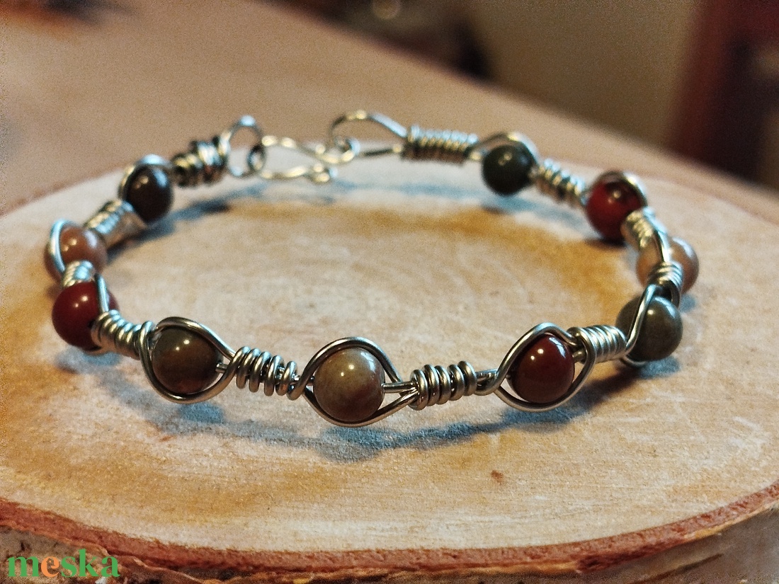 Jáspis karkötő - ékszer - karkötő - gyöngyös karkötő - Meska.hu