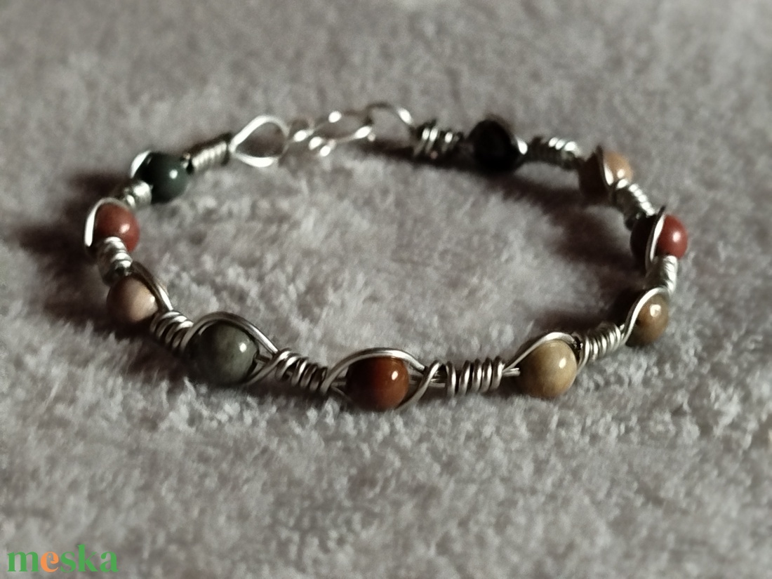 Jáspis karkötő - ékszer - karkötő - gyöngyös karkötő - Meska.hu