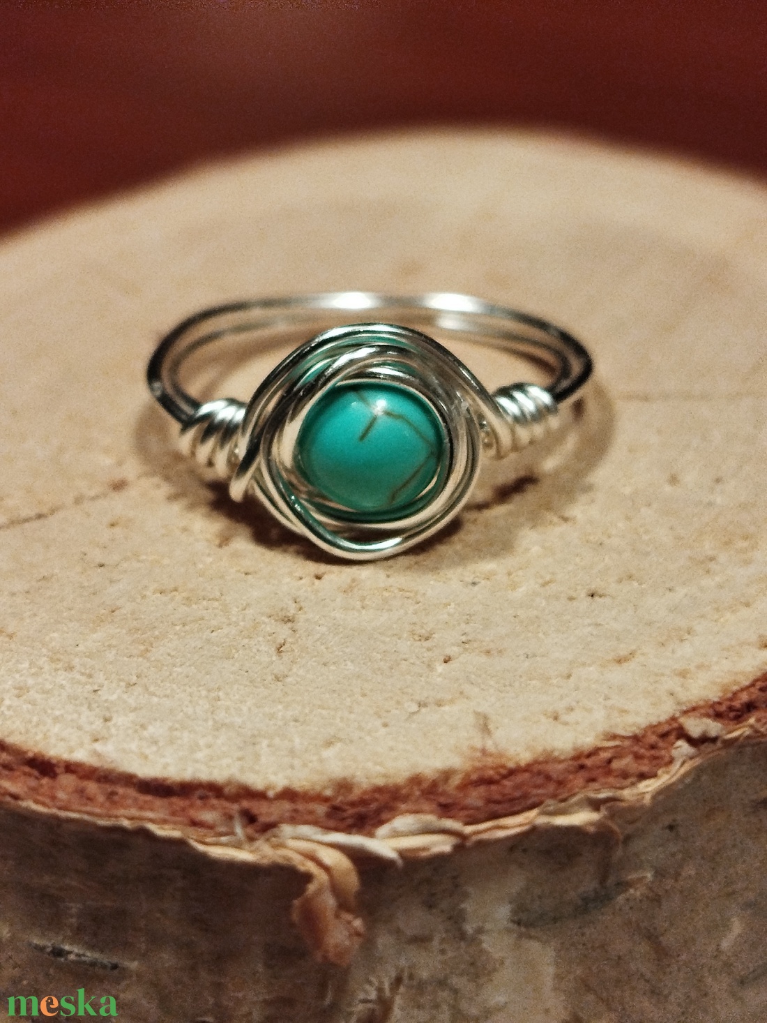 Türkiz köves gyűrű - ékszer - gyűrű - gyöngyös gyűrű - Meska.hu