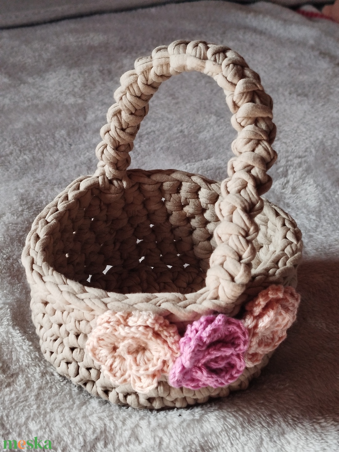 Horgolt kosár  - otthon & életmód - tárolás & rendszerezés - tárolókosár - Meska.hu