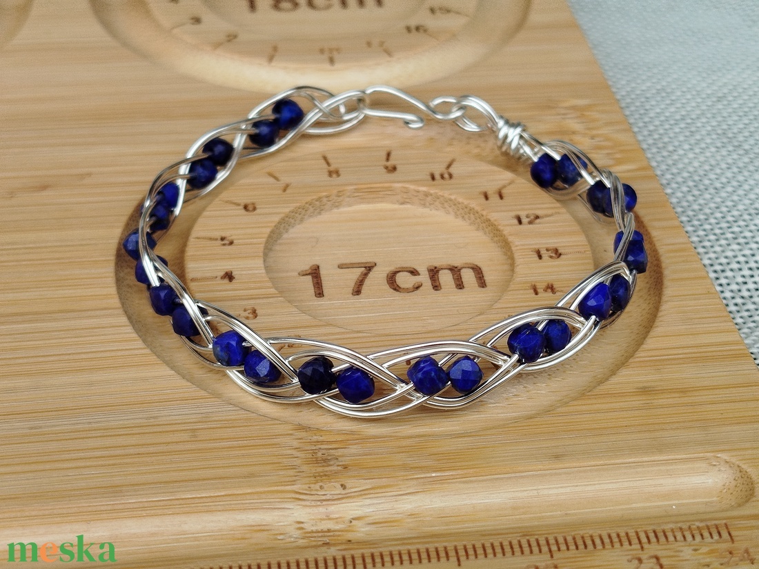 Lapis lazuli karkötő  - ékszer - karkötő - fonott karkötő - Meska.hu