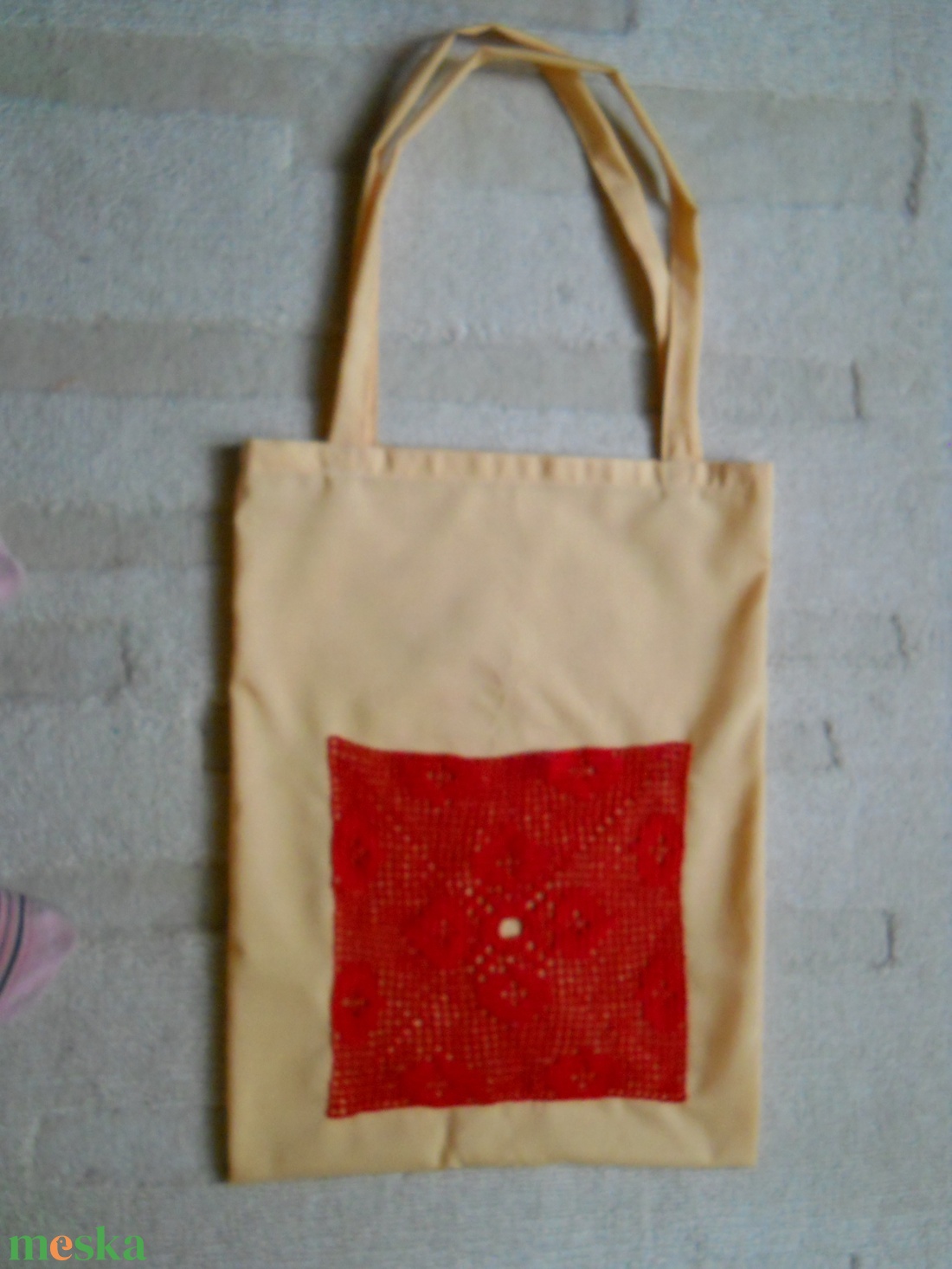 Horgolt zsebes bevásárlótáska  - táska & tok - bevásárlás & shopper táska - shopper, textiltáska, szatyor - Meska.hu