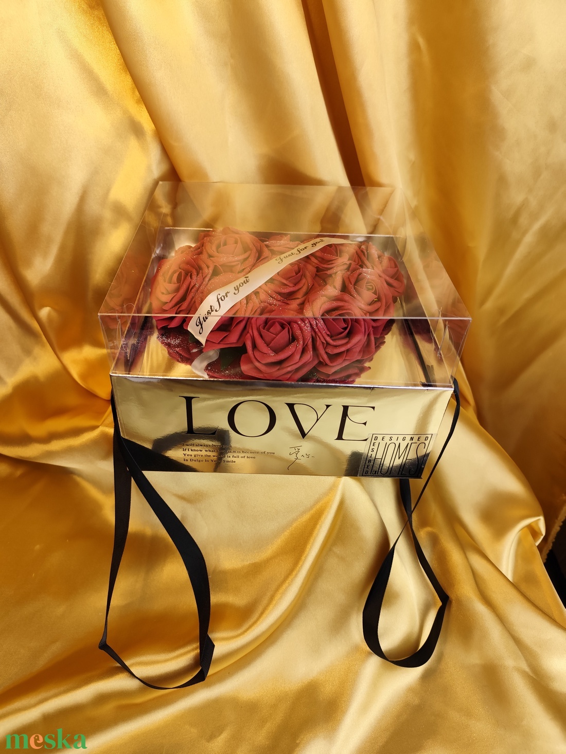 Rózsabox tükrös dobozban - otthon & életmód - dekoráció - virágdísz és tartó - virágbox, virágdoboz - Meska.hu