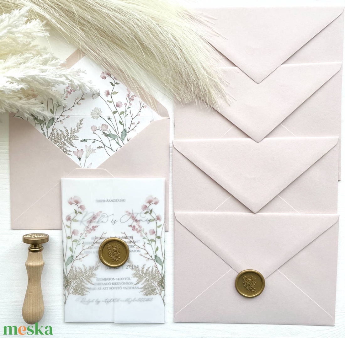 Púder rózsaszín virágos esküvői meghívó pauszpapírral és viaszpecséttel, elegáns, minimalista esküvői meghívó - esküvő - meghívó & kártya - meghívó - Meska.hu Púder rózsaszín virágos esküvői meghívó pauszpapírral és viaszpecséttel, elegáns, minimalista esküvői meghívó - esküvő - meghívó & kártya - meghívó - Meska.hu