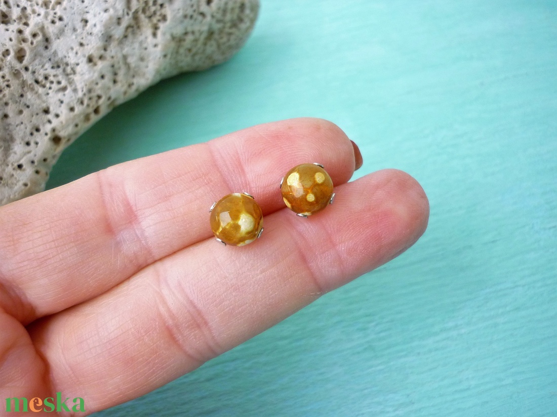 Méz - sárgásbarnás többszínű achát karkötős szett - ékszer - ékszerszett - Meska.hu