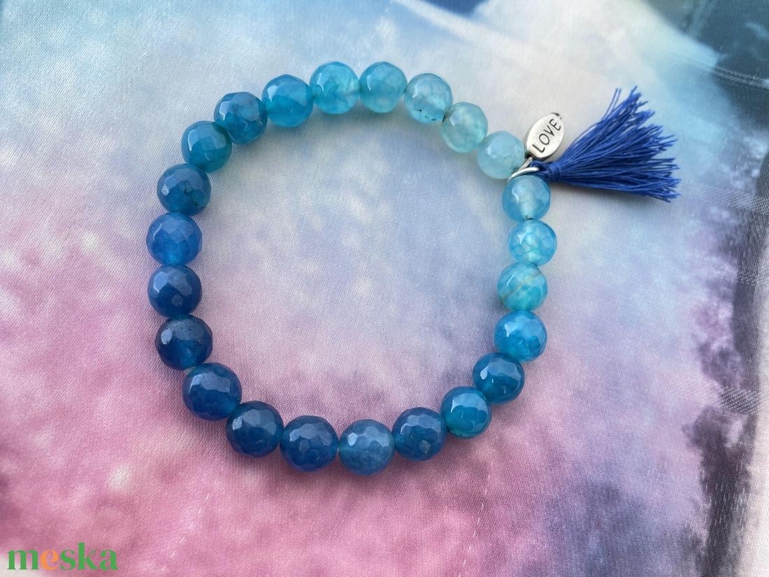 Hajnalka - ombre achát ásvány  karkötő - ékszer - karkötő - gyöngyös karkötő - Meska.hu