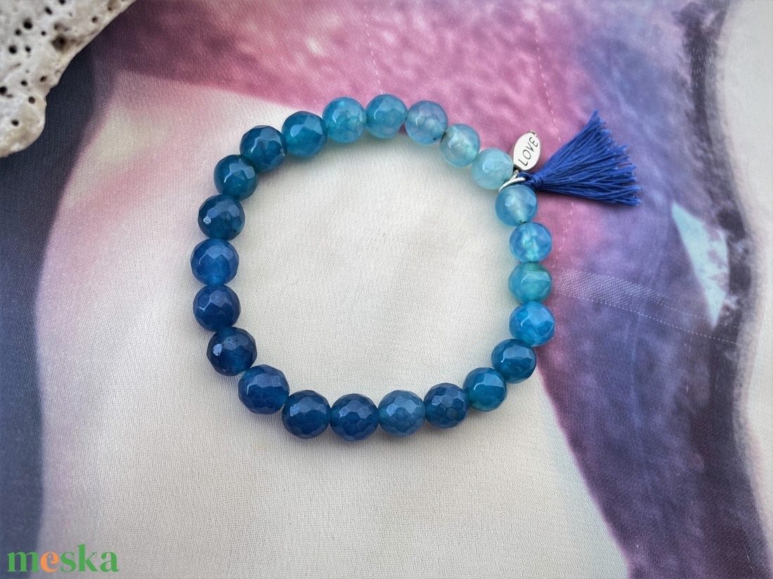 Hajnalka - ombre achát ásvány  karkötő - ékszer - karkötő - gyöngyös karkötő - Meska.hu