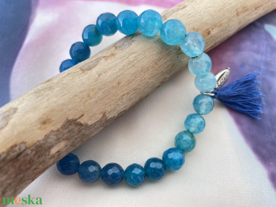 Hajnalka - ombre achát ásvány  karkötő - ékszer - karkötő - gyöngyös karkötő - Meska.hu