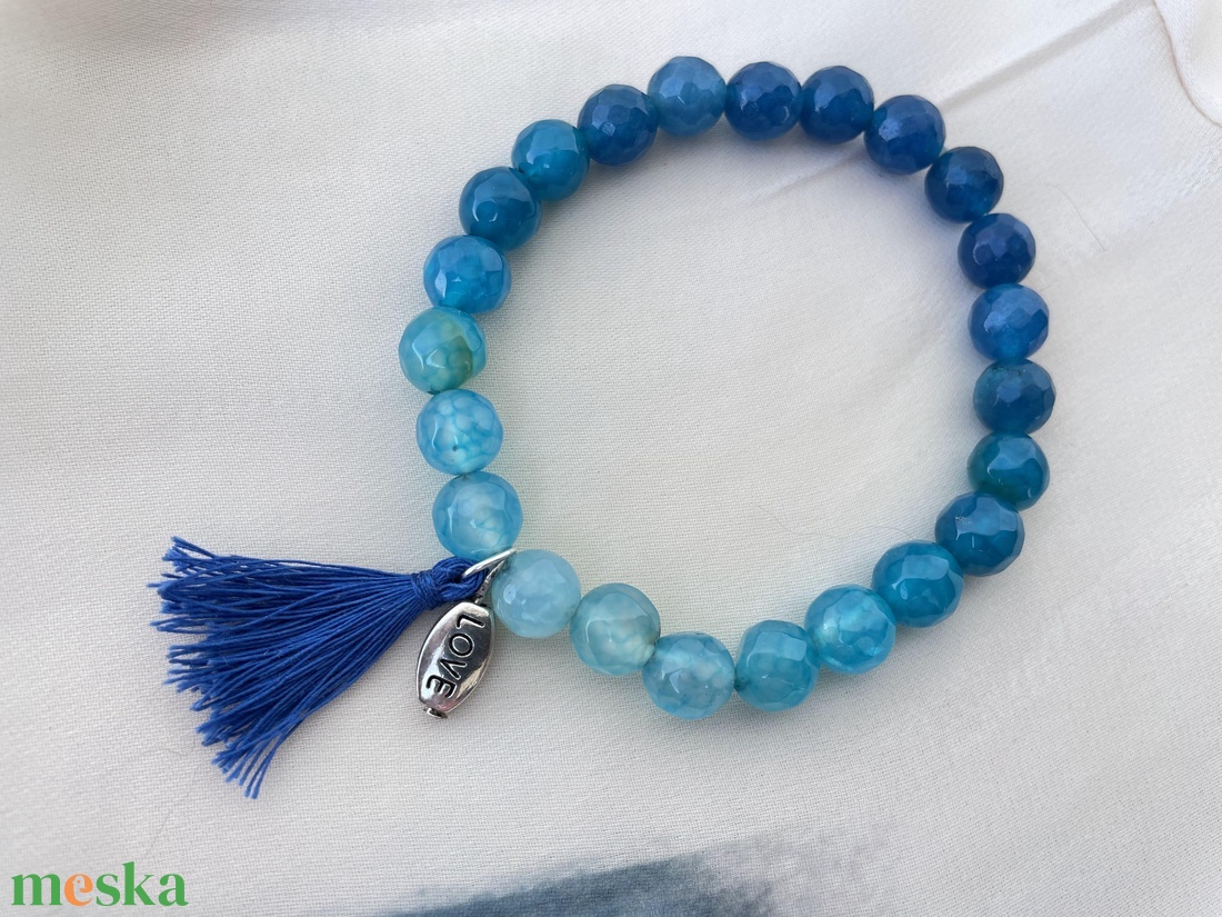 Hajnalka - ombre achát ásvány  karkötő - ékszer - karkötő - gyöngyös karkötő - Meska.hu