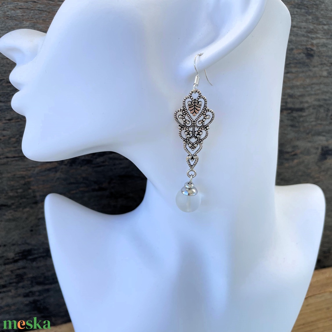 Jégvirág - lógós hegyikristály  fülbevaló - ékszer - fülbevaló - lógó csepp fülbevaló - Meska.hu