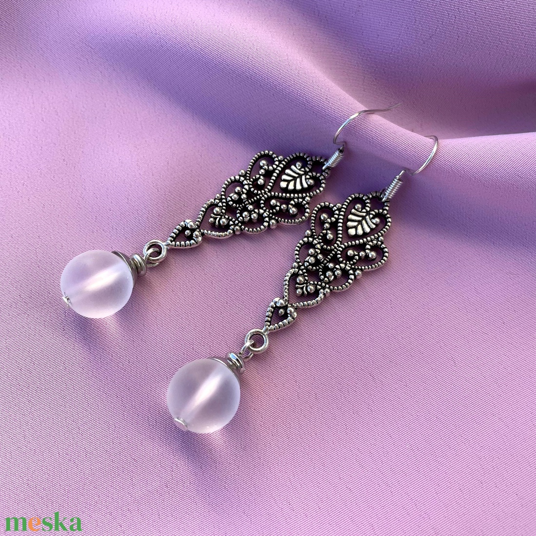 Jégvirág - lógós hegyikristály  fülbevaló - ékszer - fülbevaló - lógó csepp fülbevaló - Meska.hu