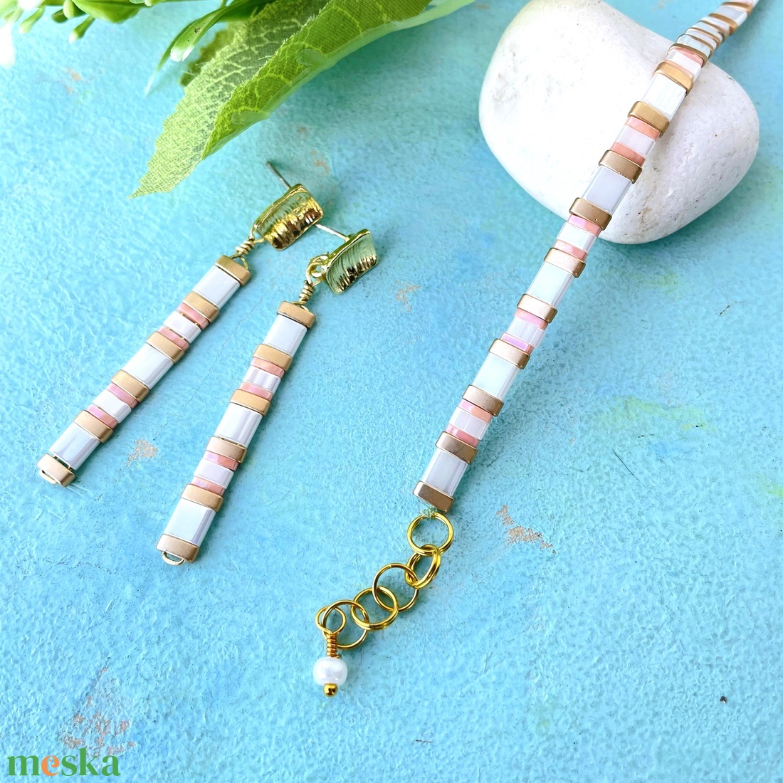 Pasztell -  japán gyöngy karkötő  - ékszer - karkötő - gyöngyös karkötő - Meska.hu