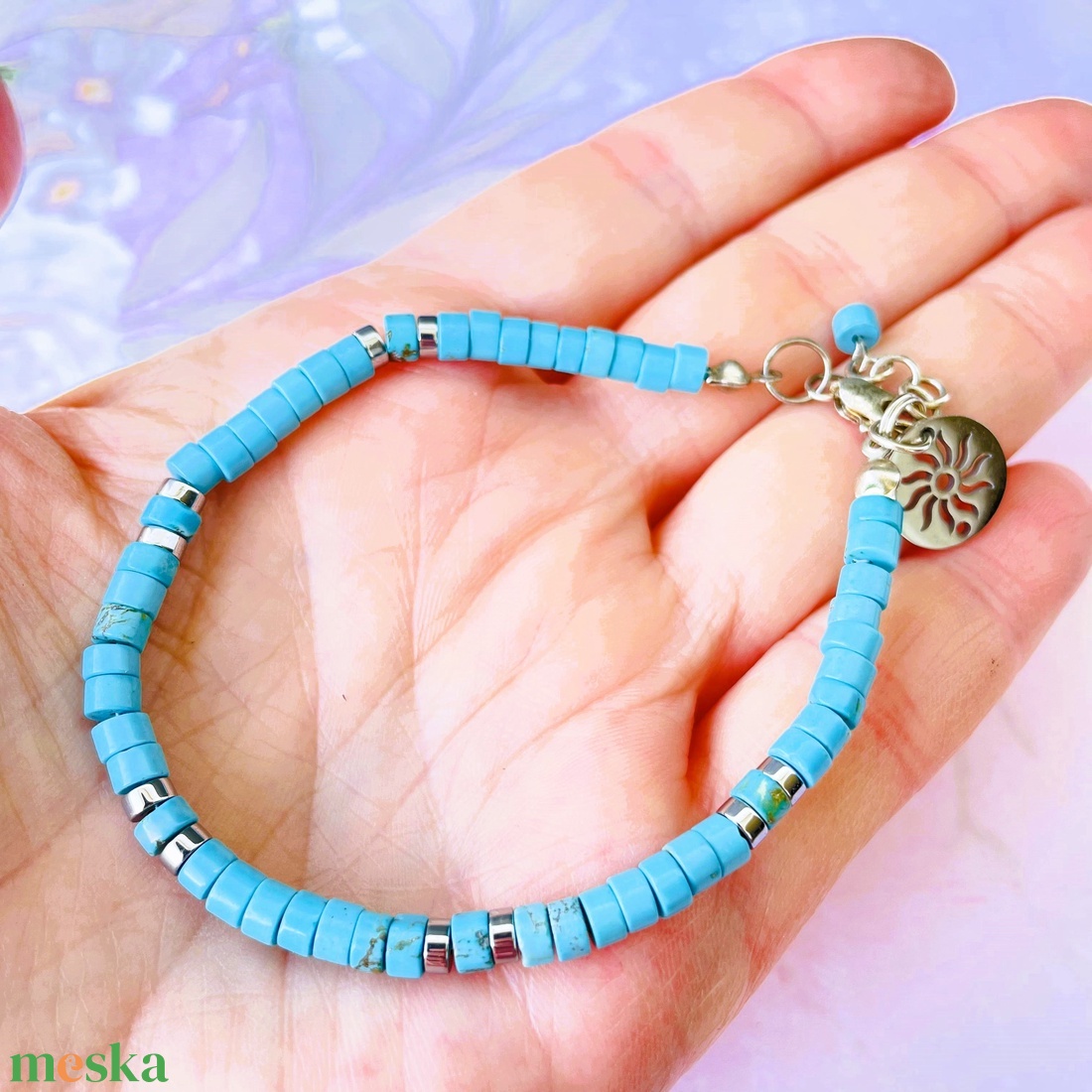 Lebegés -  türkiz  karkötő  - ékszer - karkötő - gyöngyös karkötő - Meska.hu