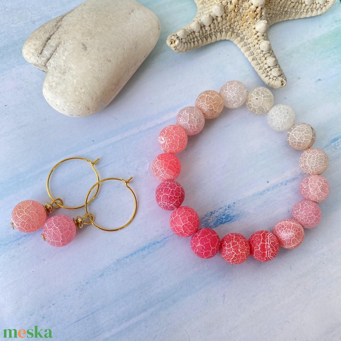 Pink ombre fagyos achát - karkötő, fülbevaló szett - ékszer - ékszerszett - Meska.hu Pink ombre fagyos achát - karkötő, fülbevaló szett - ékszer - ékszerszett - Meska.hu