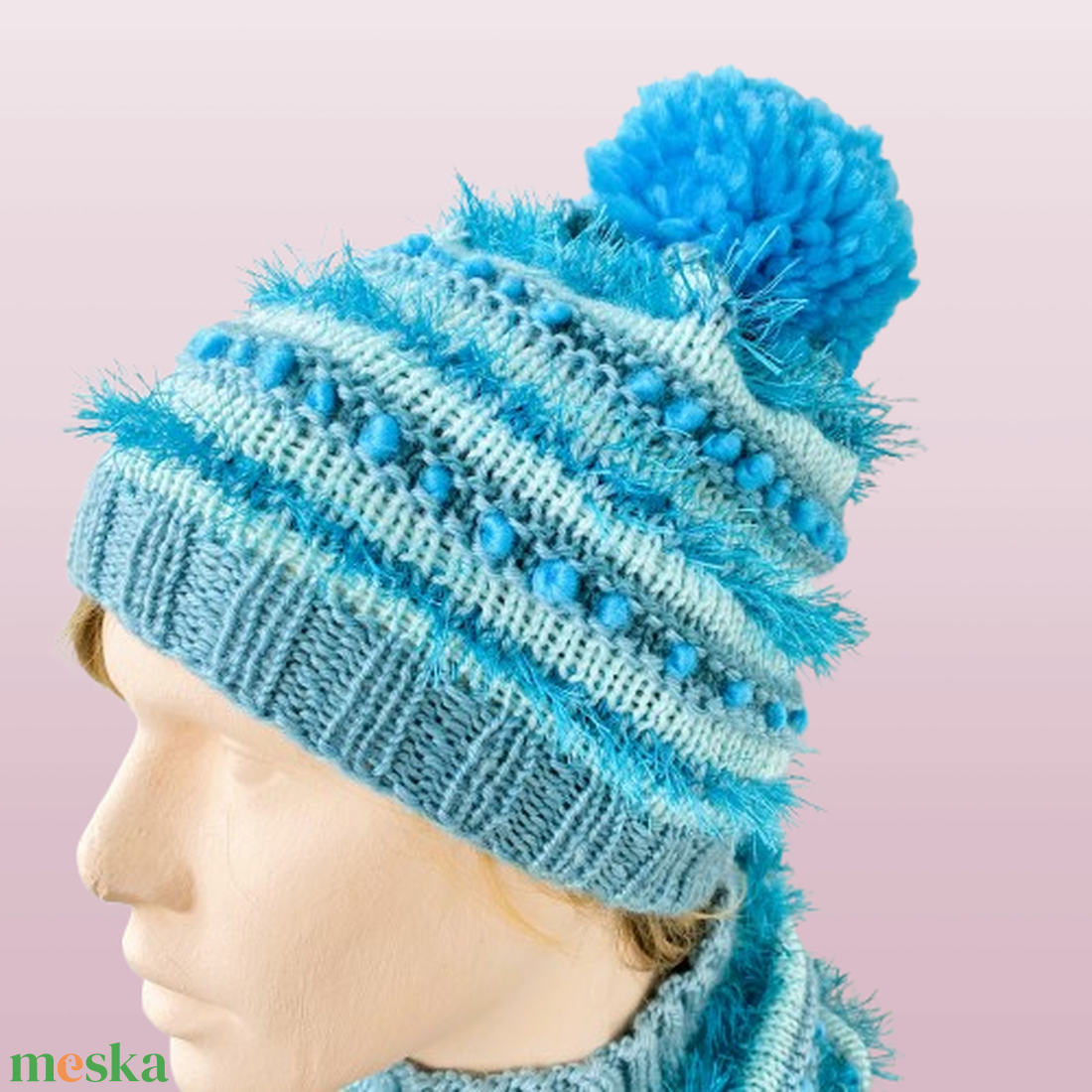 Téli tavacska - kézzel kötött női sapka/sál szett - ruha & divat - sál, sapka, kendő - sapka & sál szett - Meska.hu