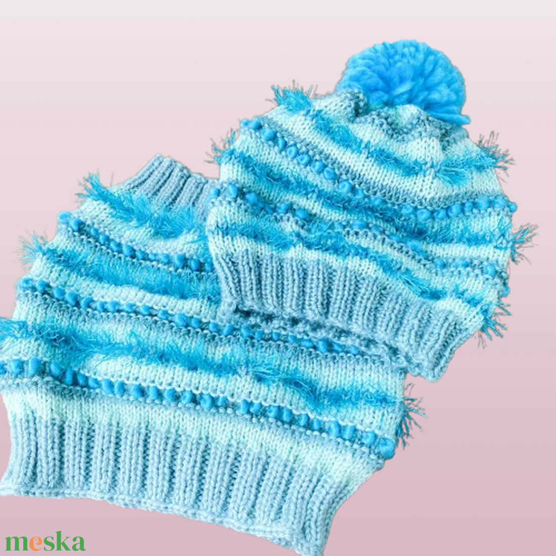 Téli tavacska - kézzel kötött női sapka/sál szett - ruha & divat - sál, sapka, kendő - sapka & sál szett - Meska.hu