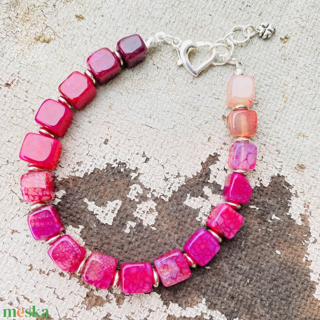 Pink achát ásvány karkötő - ékszer - karkötő - gyöngyös karkötő - Meska.hu Pink achát ásvány karkötő - ékszer - karkötő - gyöngyös karkötő - Meska.hu