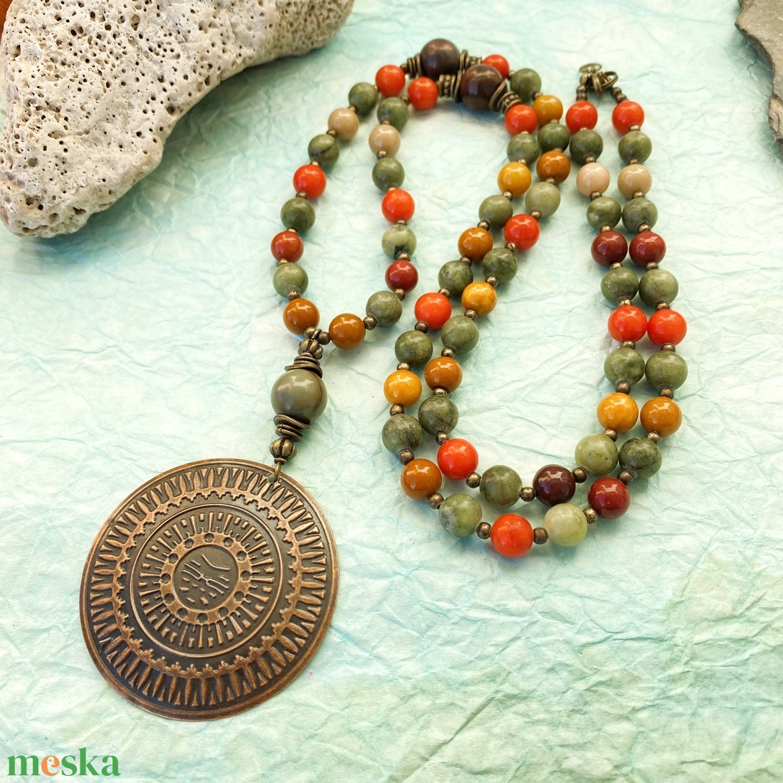 Őszi erdő - hosszú, ásvány  nyaklánc - ékszer - nyaklánc - medálos nyaklánc - Meska.hu