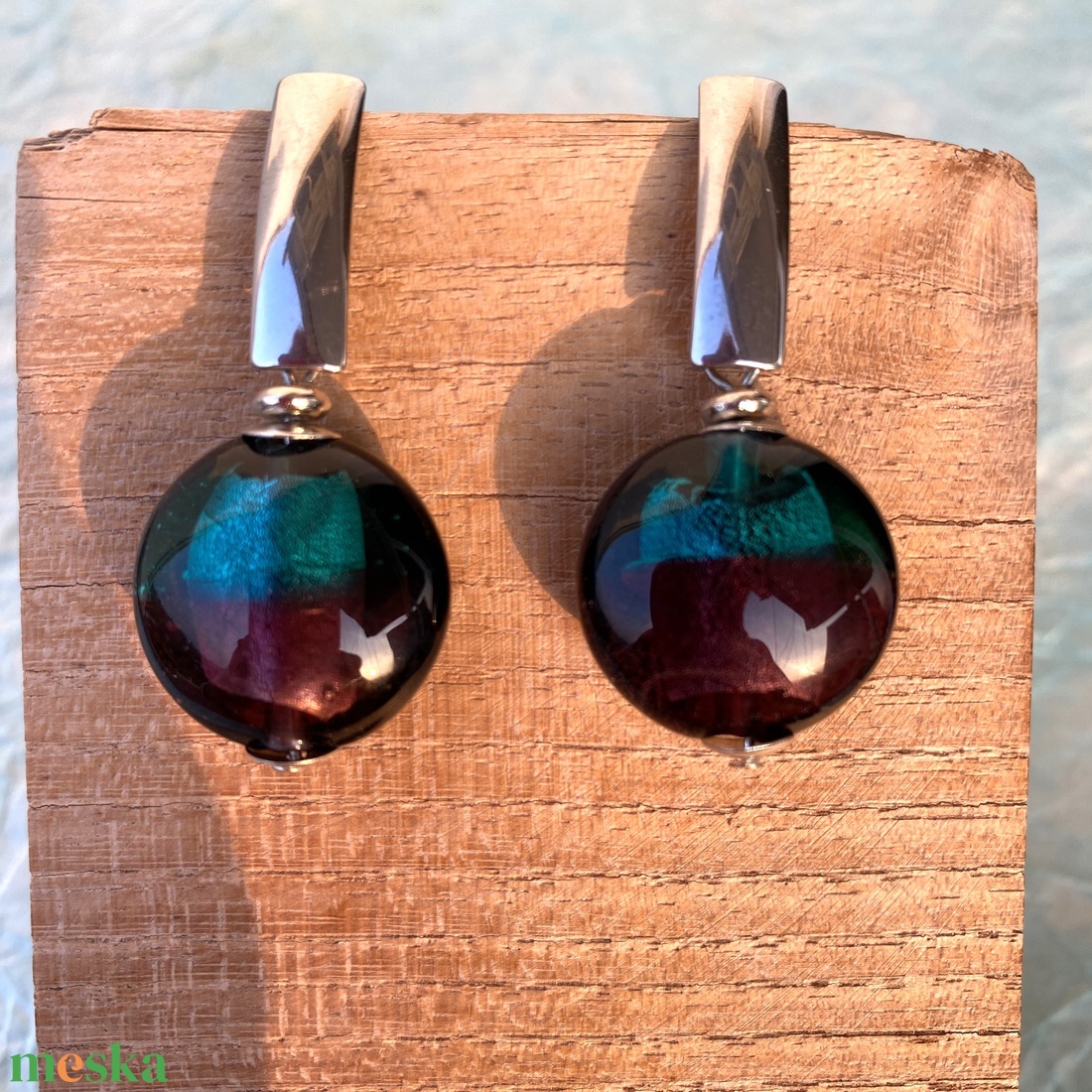 Brokát - színátmenetes muránói üveg fülbevaló - ékszer - fülbevaló - lógó fülbevaló - Meska.hu