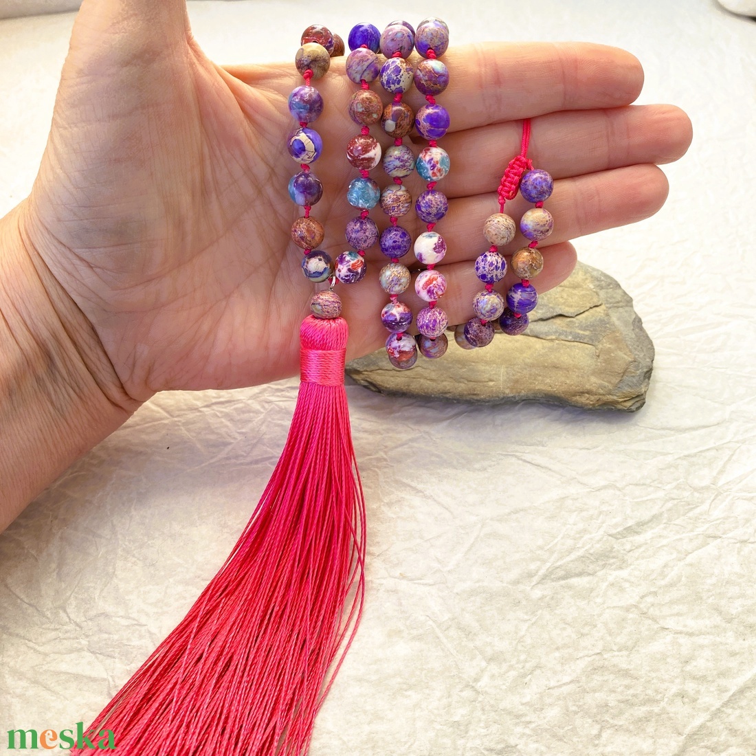 Lila forgatag - hosszú, ásvány  nyaklánc - ékszer - nyaklánc - medálos nyaklánc - Meska.hu