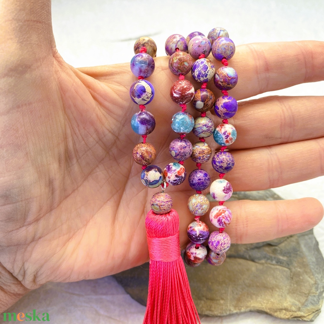 Lila forgatag - hosszú, ásvány  nyaklánc - ékszer - nyaklánc - medálos nyaklánc - Meska.hu