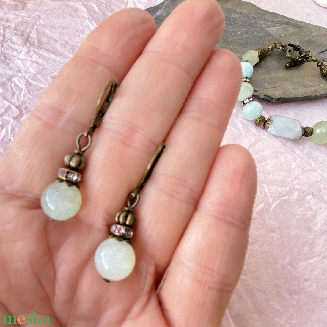 Liliána - vegyes ásvány  karkötő/fülbevaló  szett - ékszer - ékszerszett - Meska.hu