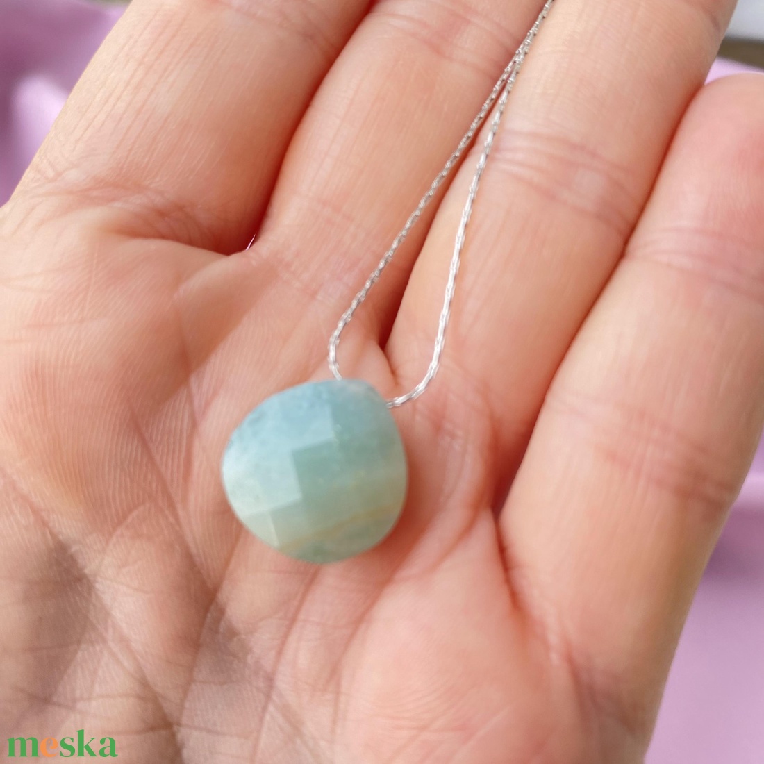 Csiszolt amazonit medálok - ékszer - nyaklánc - medál - Meska.hu