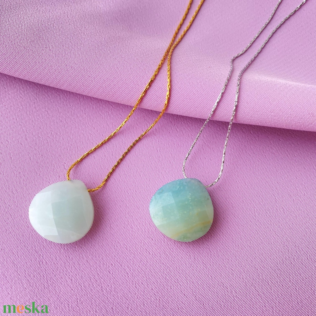 Csiszolt amazonit medálok - ékszer - nyaklánc - medál - Meska.hu