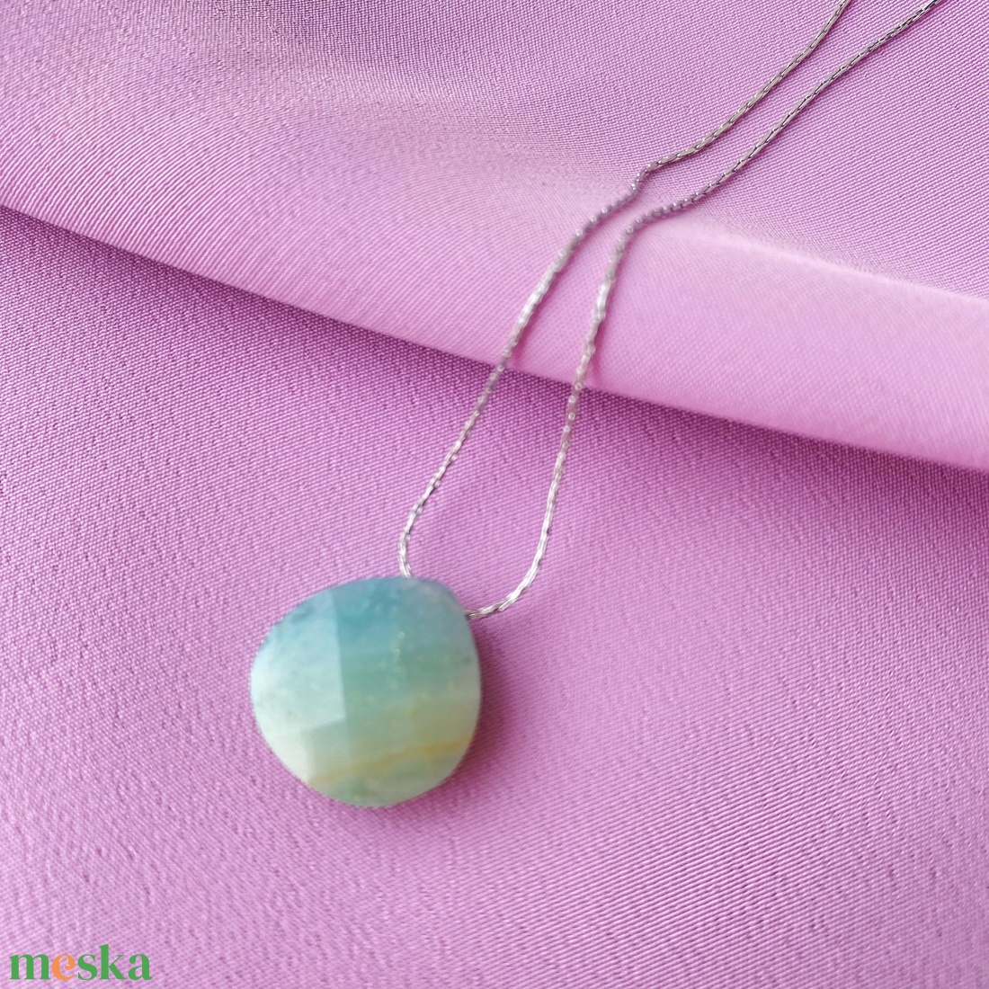 Csiszolt amazonit medálok - ékszer - nyaklánc - medál - Meska.hu