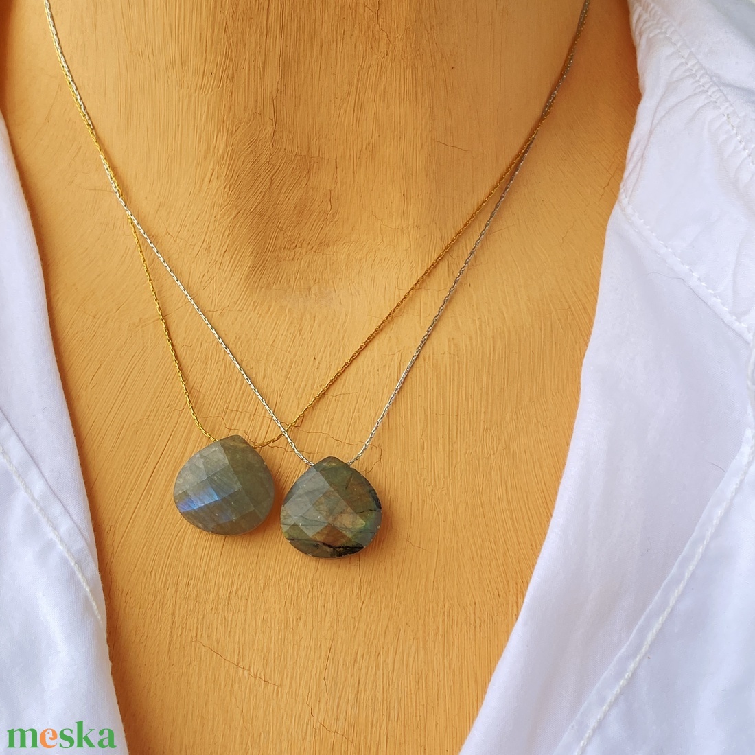 Csiszolt labradorit jáspis medálok - ékszer - nyaklánc - medál - Meska.hu