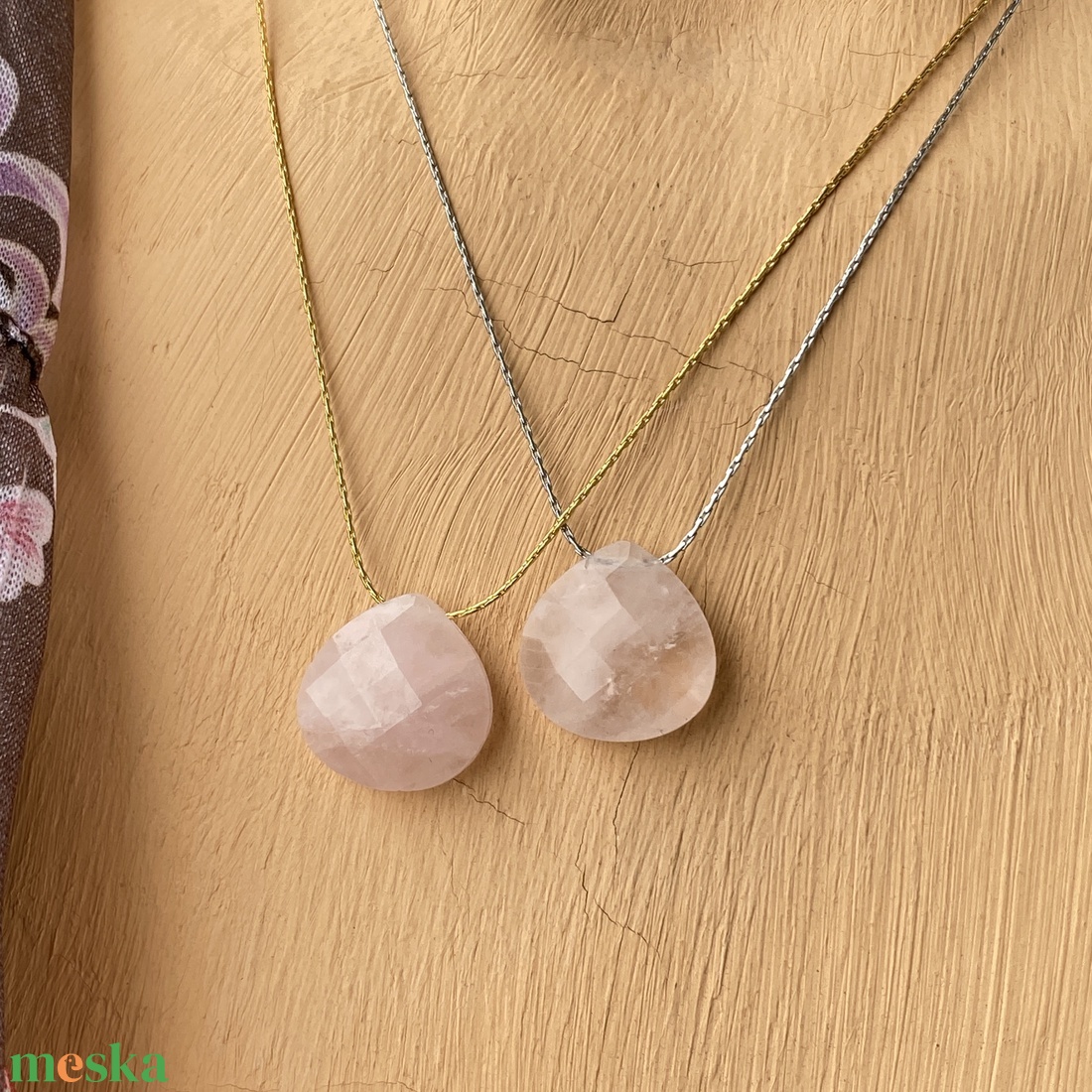 Csiszolt rózsakvarc jáspis medálok - ékszer - nyaklánc - medál - Meska.hu