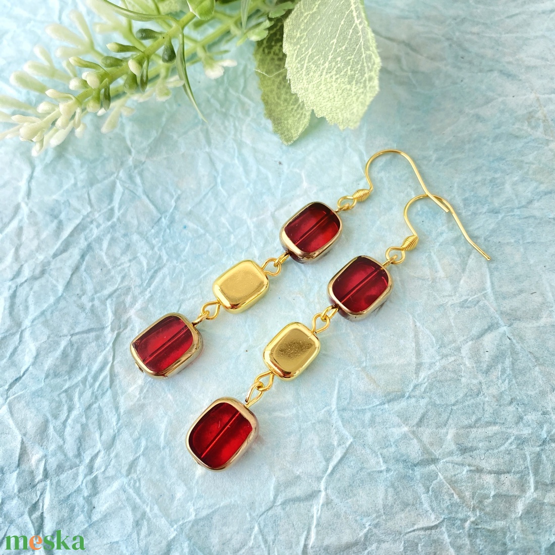 Tűzpiros karkötő - vagy szett  - ékszer - ékszerszett - Meska.hu