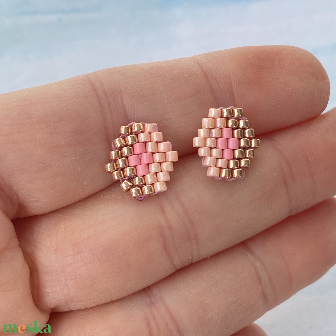 Kis6szög Tavasz -  bedugós miyuki japán gyöngy fülbevaló - ékszer - fülbevaló - pötty fülbevaló - Meska.hu