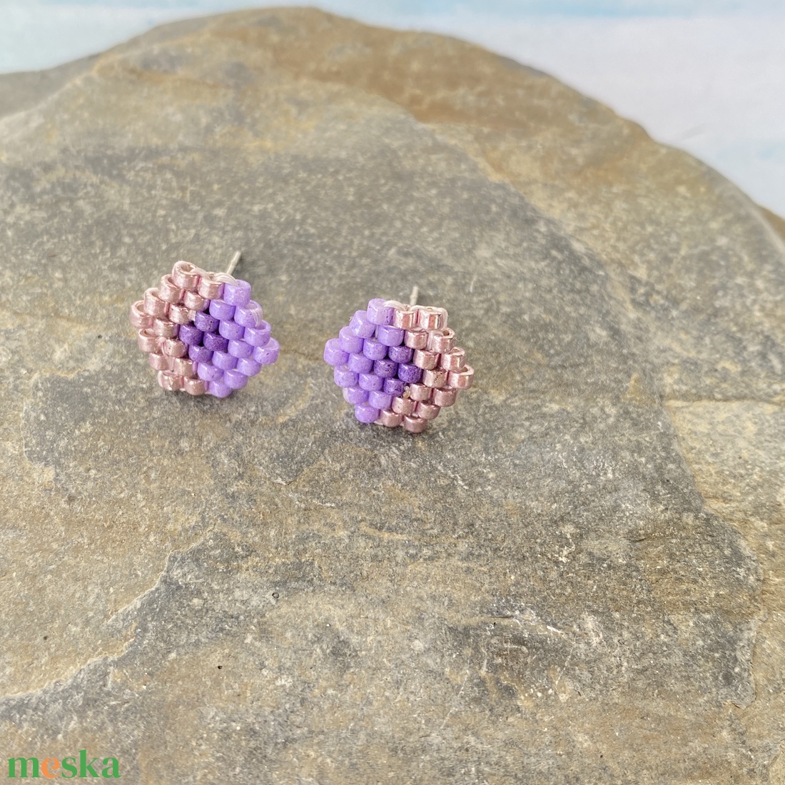Kis6szög Nyár -  bedugós miyuki japán gyöngy fülbevaló - ékszer - fülbevaló - pötty fülbevaló - Meska.hu