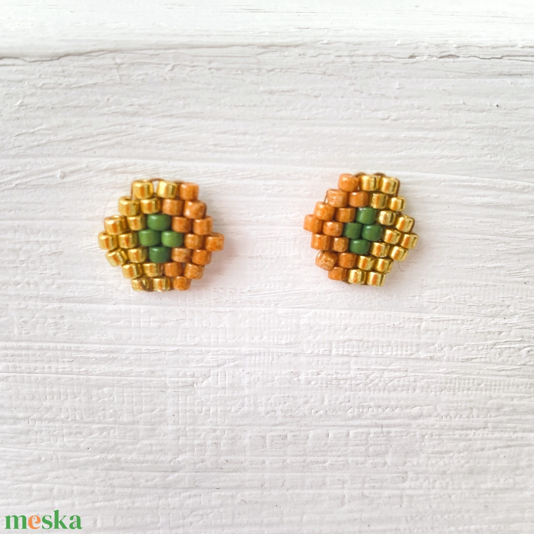 Kis6szög Ősz-  bedugós miyuki japán gyöngy fülbevaló - ékszer - fülbevaló - pötty fülbevaló - Meska.hu