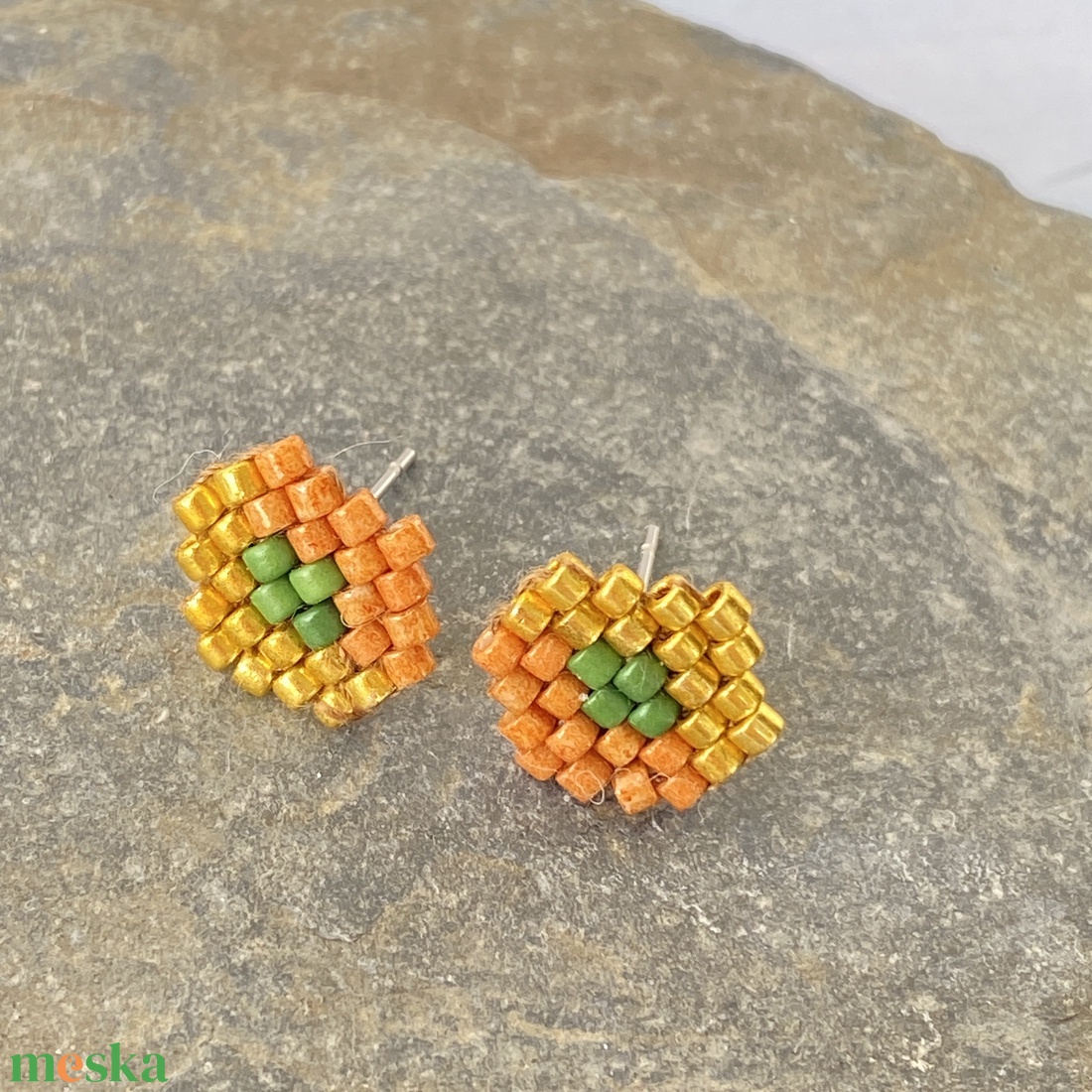 Kis6szög Ősz-  bedugós miyuki japán gyöngy fülbevaló - ékszer - fülbevaló - pötty fülbevaló - Meska.hu