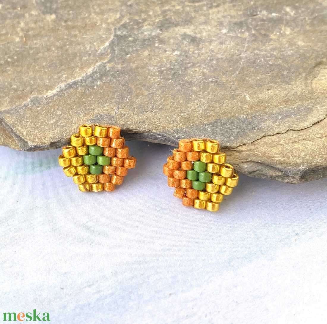 Kis6szög Ősz-  bedugós miyuki japán gyöngy fülbevaló - ékszer - fülbevaló - pötty fülbevaló - Meska.hu