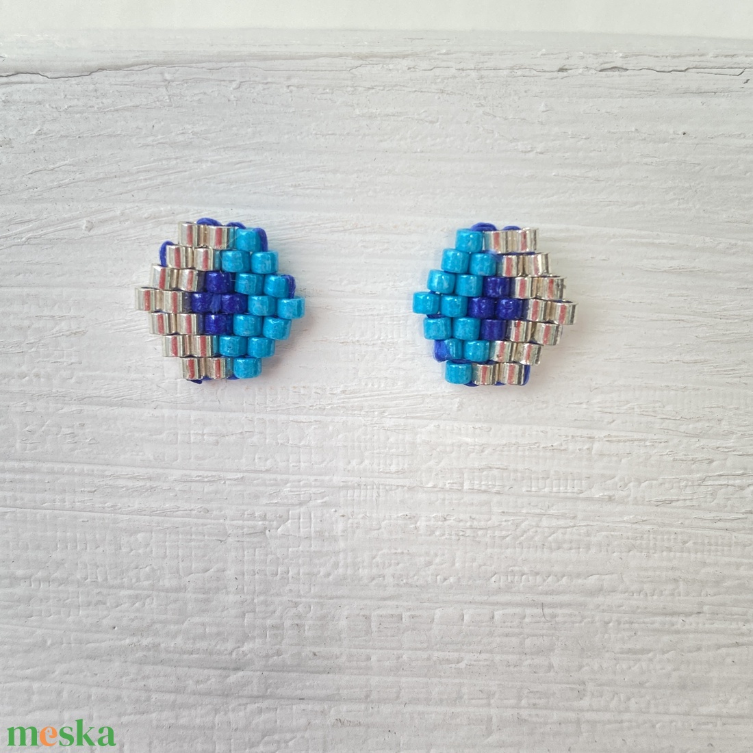 Kis6szög Tél -  bedugós miyuki japán gyöngy fülbevaló - ékszer - fülbevaló - pötty fülbevaló - Meska.hu