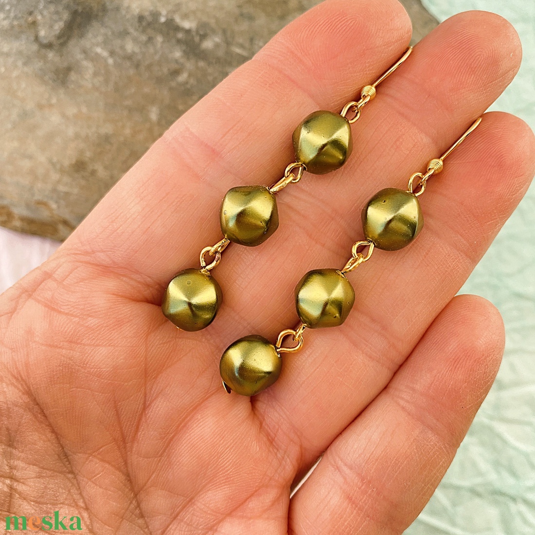 Zsolnai - lógós  fülbevaló - ékszer - fülbevaló - lógó fülbevaló - Meska.hu