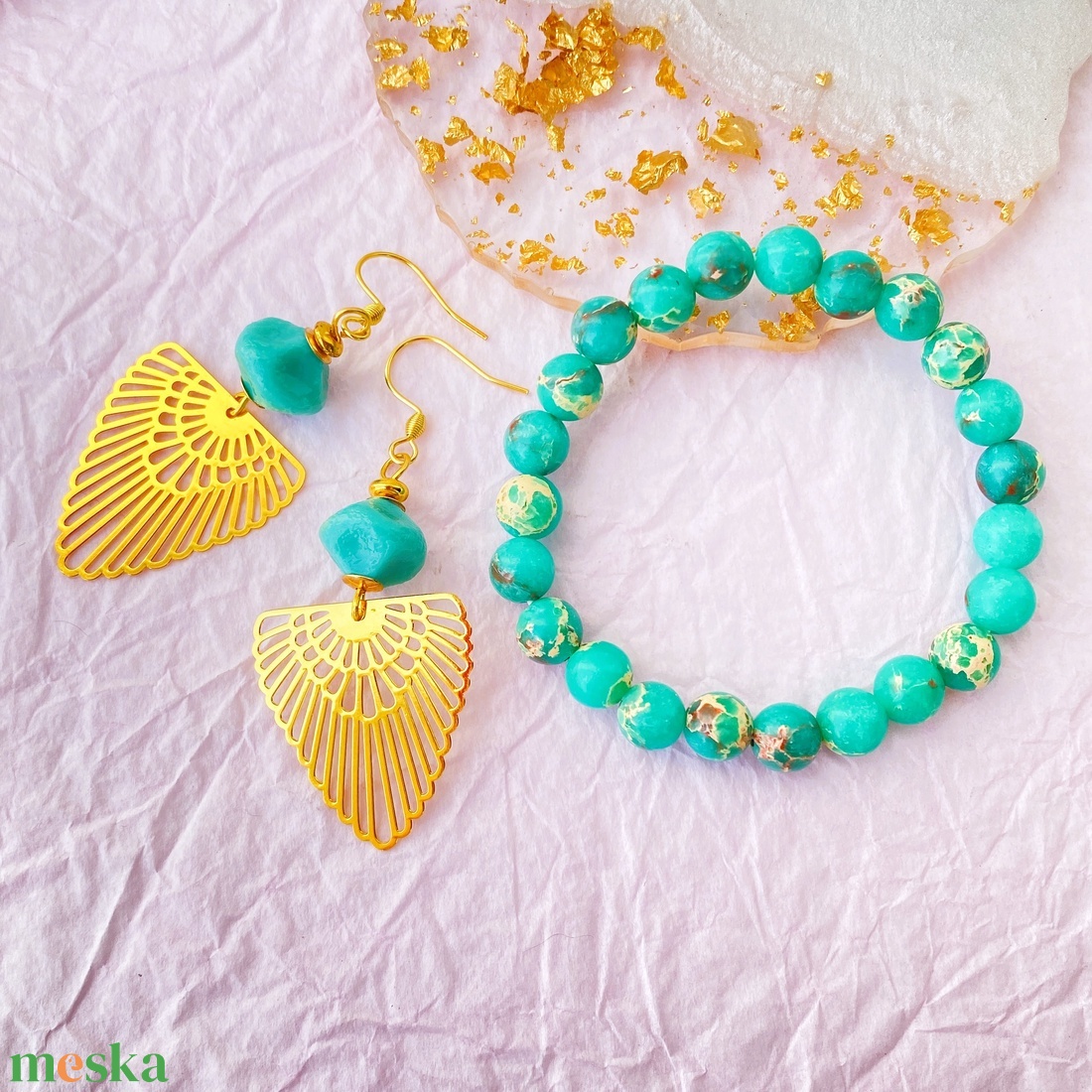 Art Deco Gold - hosszú fülbevaló - ékszer - fülbevaló - lógó fülbevaló - Meska.hu