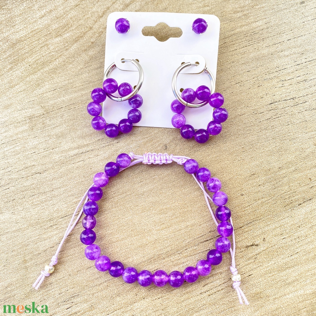 Zöld shoushan vagy ametiszt szett - ékszer - ékszerszett - Meska.hu