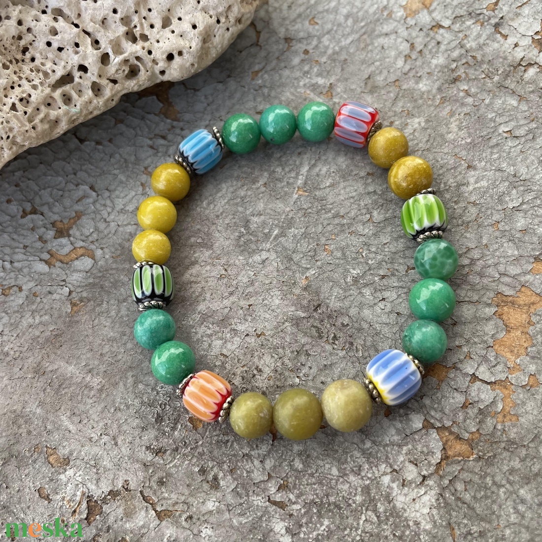 Go Boho 2 - Earth női ásvány karkötő  - ékszer - karkötő - gyöngyös karkötő - Meska.hu