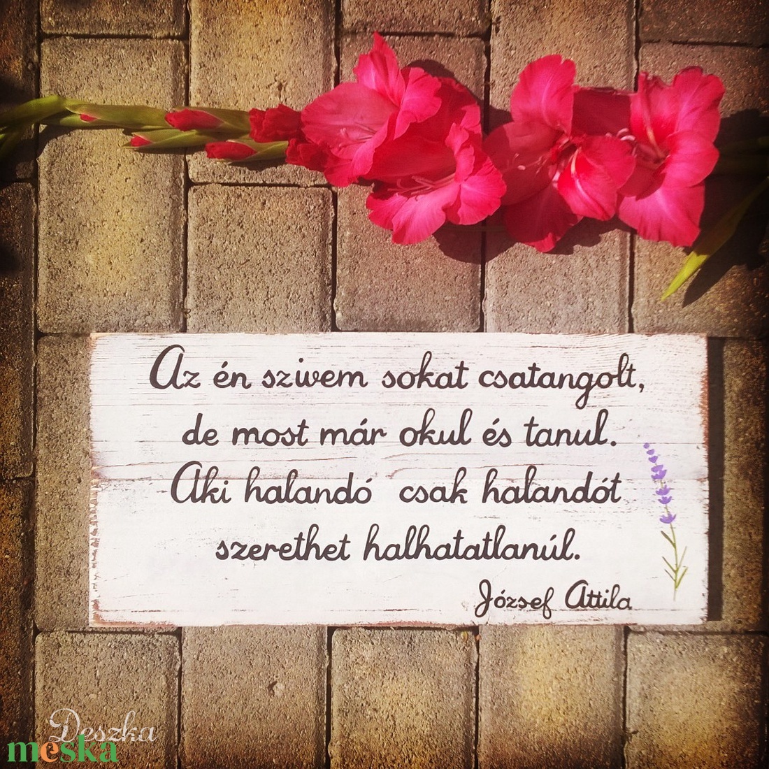 József Attila idézetes, antikolt deszkakép esküvőre - otthon & életmód - dekoráció - dísztárgy - Meska.hu