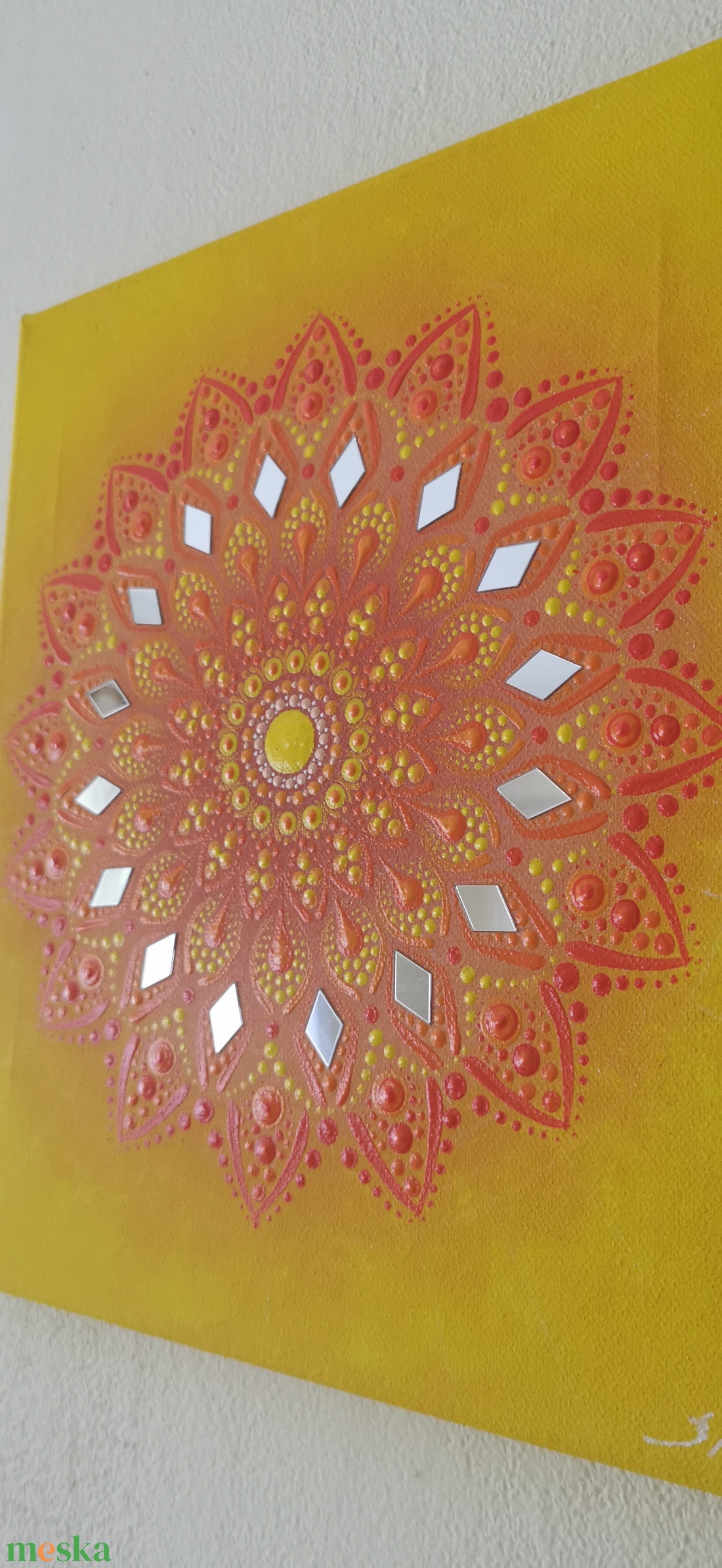 Napfonat mandala - tükörmozaikos kézzel festett falikép - művészet - festmény - akril - Meska.hu Napfonat mandala - tükörmozaikos kézzel festett falikép - művészet - festmény - akril - Meska.hu